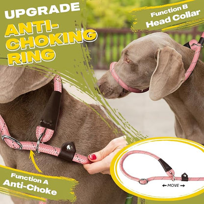 Fida Durable Slip Leads for Dogs, 6 FT x 3/8" Heavy Duty Dog Loop Leashes, Comfortable Strong Rope Slip Leash for Small Dogs and Puppies, No Pull Pet Training Lead with Highly Reflective(3/8", Pink)