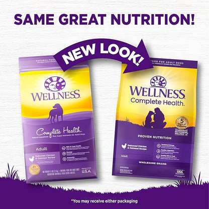 Wellness Complete Health Dry Dog Food, Wholesome Grains, Natural, Chicken & Oatmeal Recipe, (15-Pound Bag)