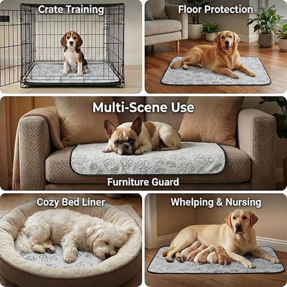 Qeils Reusable Puppy Pads, 2 Pack Washable Pee Pads for Dogs, Waterproof Non Slip Wee Wee pad, Absorbent and Leakproof Training Mats for Potty, Crate, Playpen, Bed, Sofa, 18"x 24"