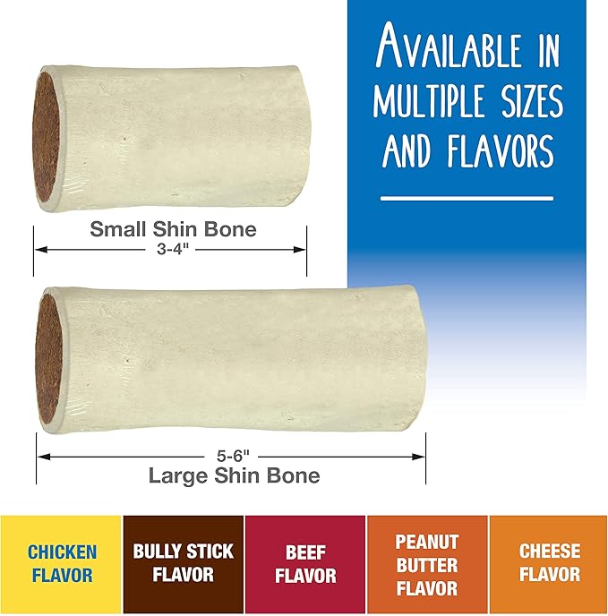 Cadet Stuffed Shin Bone - Highly Digestible, High Protein, Long-Lasting Dog Chew Bone for Aggressive Chewers, Supports Dental Health, Peanut Butter Flavor, Large (1 Count) (Pack of 2)
