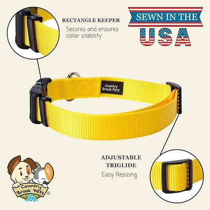 Country Brook Petz - Everyday Nylon Dog Collar for Large, Medium, and Small Dogs and Puppies - for Everyday Use in 15+ Cool Colors (Small, 3/4 Inch Wide, Yellow)