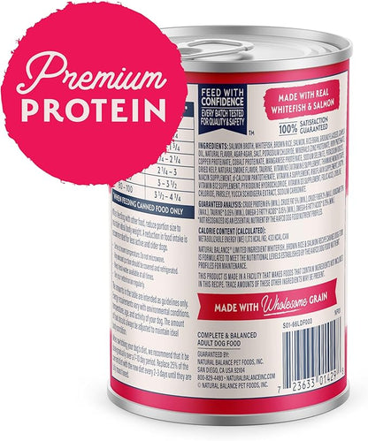 Natural Balance Limited Ingredient Adult Wet Canned Dog Food with Healthy Grains, Whitefish, Brown Rice & Salmon Recipe, 13 Ounce (Pack of 12)