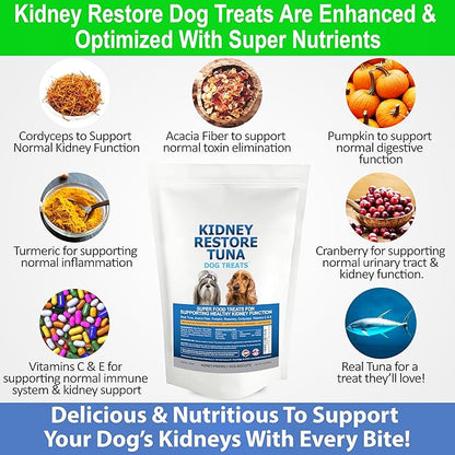 Kidney Restore Tuna Dog Treats - for Canine Kidney Health, Low Protein. Special Kidney-Friendly Snacks for Dogs. Renal Dog Treats Your Pet Will Adore