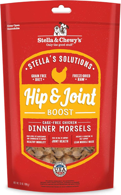 Stella & Chewy's Freeze-Dried Raw Dog Food for Hip & Joint - Cage-Free Chicken - Natural Solution for Joint Pain, Mobility & Inflammation - Premium Raw Nutrition - 13 oz