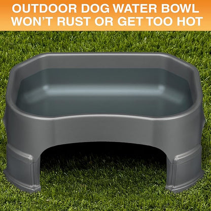 Neater Pet Brands Extra Large Water Bowl for Dogs, Elevated Outdoor Dog Water Bowl (1.25 Gallon XL Capacity), Big Trough Style Food Dish for Indoors or Outside, No Spill Large Dog Bowls, Gunmetal Grey