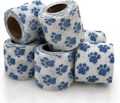 OVIK Health PetFlex Paw Pack – Flexible Self-Adhering Elastic Bandage for Wound Care – First Aid Wrap for Small Animals Like Dogs, Cats, and Other Pets - 2 inch, 6 Rolls