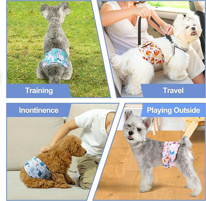 5 Pack Dog Diapers Male Reusable, Premium Belly Bands for Dogs, High Absorbing Male Dog Pee Wraps for Doggie in Incontinence or Excitable Urination,Squirrel S