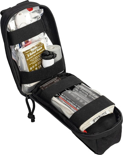 North American Rescue K-9 Handler ROO M-FAK First Aid Kit (Black) NAR K9 MOLLE Mini MFAK for Dogs with C-A-T Tourniquet, Vet Thermometer, HyFin Vent Chest Seals, Gauze (80-1067)