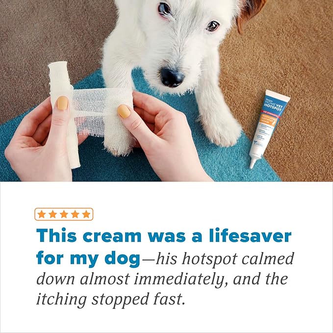 TropiClean HomeVet Medicated Cream, Hot Spot Treatment for Dogs, Fast Itch Relief, with Vet Strength Chlorhexidine & Hydrocortisone, USA Made, 2 Pack