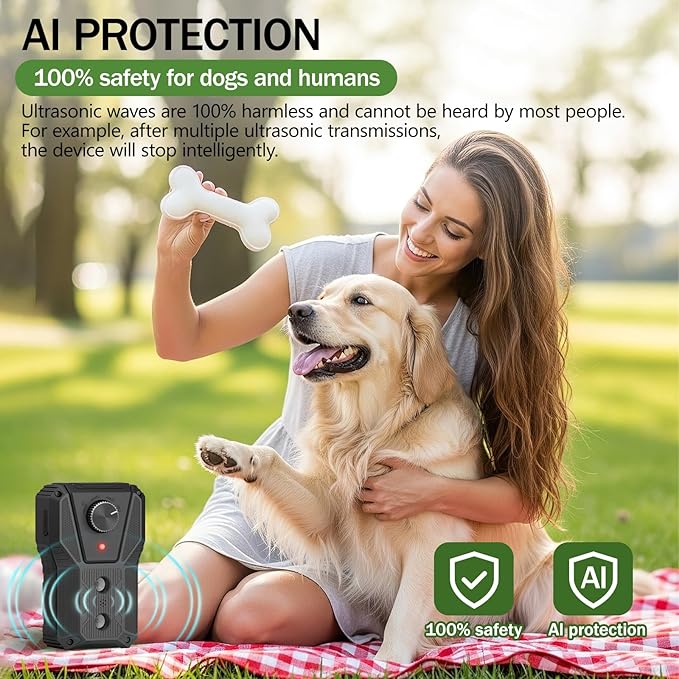 QHZ Solar-Powered Ultrasonic Bark Deterrent Device Solar and USB Charging Three-Mode Ultrasonic Bark Control Unit Suitable for Home/Garden/Farm Waterproof Outdoor Dog Bark Control Device