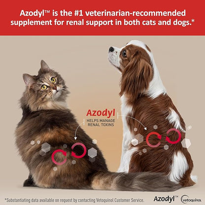Vetoquinol Azodyl - Probiotic Supplement for Dogs & Cats - Offers Renal & Kidney Support for Pets - Easy-to-Swallow, Small Capsules - 90 Count