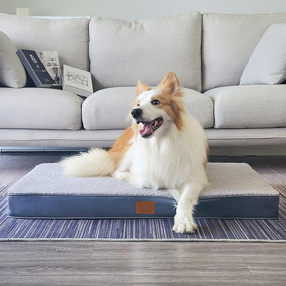 Sunheir Orthopedic Dog Beds for Small Dogs, Waterproof Puppy Bed with Removable Washable Cover, Non-Slip Bottom and Egg-Crate Foam, (Grey, 24.0" L x 16.0" W x 3.0" Th)