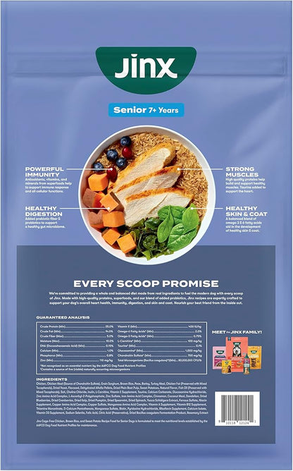 Jinx Premium Dry Dog Food for Senior Dogs - Real Chicken, Brown Rice & Sweet Potato Kibble with Antioxidants for Immune Support & Whole Grains for Digestive Support - No Fillers - 11.5lb
