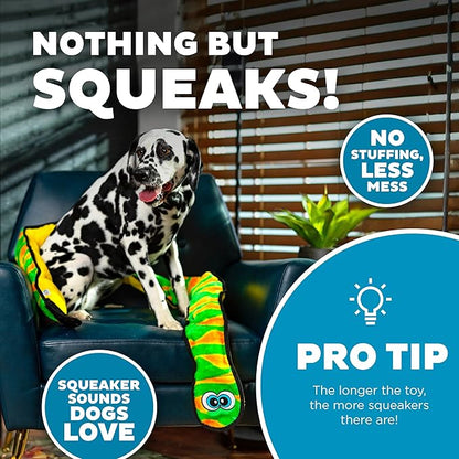 Outward Hound Durablez XX-Large Snake Stuffing-Free Squeaky Plush Dog Toy for Puppies & Dogs - Interactive, Soft Yet Tough, No Mess, Jumbo Squeaker, Long-Lasting Play, 70 inch, Blue