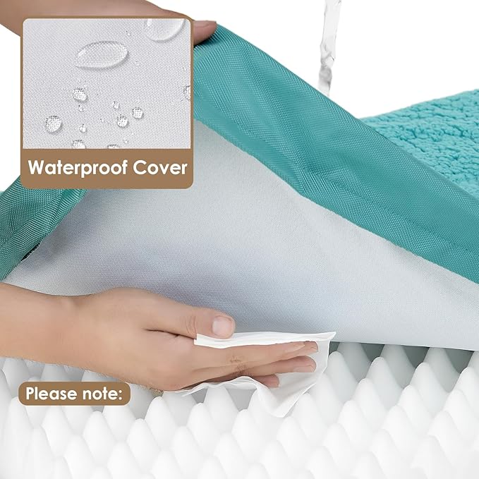 EHEYCIGA Orthopedic XXL Dog Beds for Jumbo Dogs with Removable Washable Cover, Turquoise Blue, 50x36