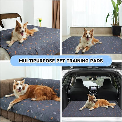 Sunheir Washable Pee Pads for Dogs Extra Large 48" x 60" 2-Pack, Reusable Puppy Pads Pet Training Pads for Dog Playpen Indoor, Waterproof Dog Pee Pads for Puppy Playpen, Whelping Pad - Deep Grey
