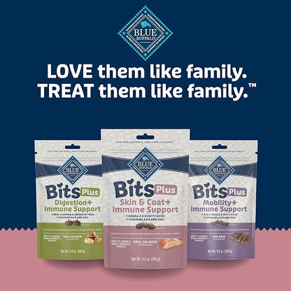 Blue Buffalo Blue Bits Plus Skin & Coat and Immune Support Dog Treats, Salmon, 9.5-oz. Bag (Pack of 2)