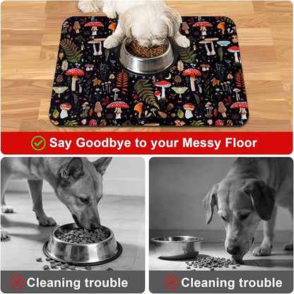 Dog Food Mats for Floors Waterproof Mat for Cat Food and Water Bowls - Absorbent Quick Dry Non Slip Mat for Pet Feeding