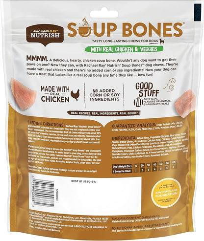 Nutrish Soup Bones Premium Dog Chews with Real Chicken and Veggies,6 Chews (Rachael Ray),(Pack of 2)