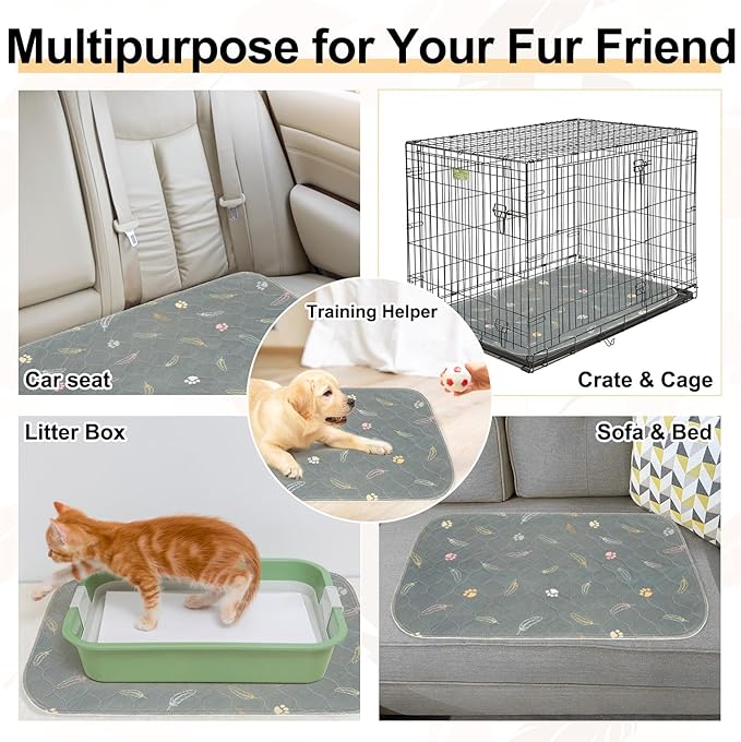 BEAUTYZOO Reusable Puppy Pads,Washable Pee Pads for Dogs,Non Slip Wee Wee Pad for Potty Training,Thick Heavy Absorbent Underpads for Playpen,Bed,Sofa,Crate,Whelping,Travel & Outdoor Spring, 16"x 24"