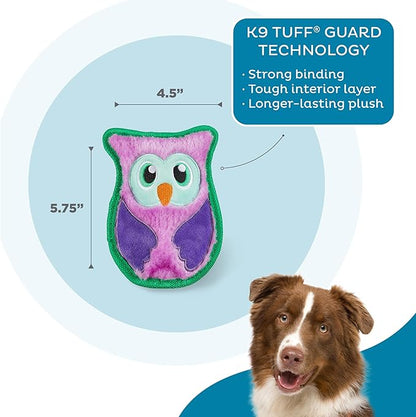 Outward Hound Durablez Minis – Squeaky Plush Dog Toy, No Stuffing for Less Mess, Interactive & Tough, Jumbo Squeaker, Puppies & Small Dogs, Owl, 5.8", (Pack of 2)