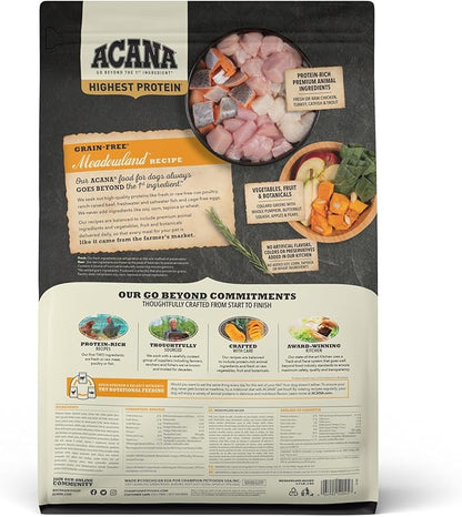 ACANA Highest Protein Grain Free Dry Dog Food Meadowland Recipe 4.5lb Bag