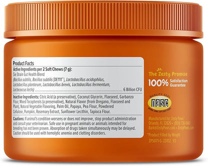 Zesty Paws Probiotics for Dogs, Digestive Enzymes Gut Flora, Digestive Health, Diarrhea & Bowel Support, DE111, Dog Probiotics Soft Chew for Pet Immune System, Chicken, 50 Ct (Pack of 2)