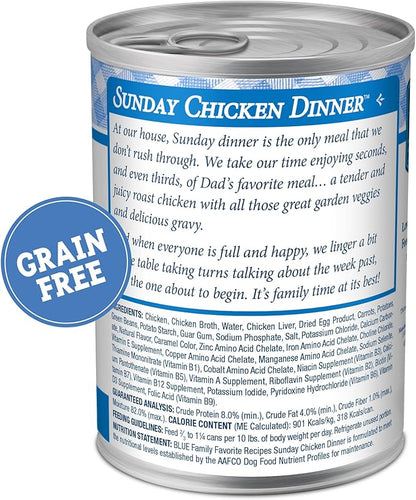 Blue Buffalo Family Favorites Adult Wet Dog Food, Made with Natural Ingredients, Sunday Chicken Dinner, 12.5-oz Can, 12 Count (Pack of 2)