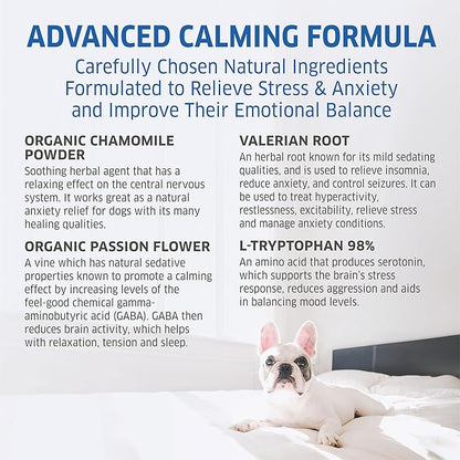 Hemp Calming Chews for Dogs - Natural Dog Anxiety Relief Treats - Separation, Stress, Barking, Thunderstorms, Lightning - 120 Treats