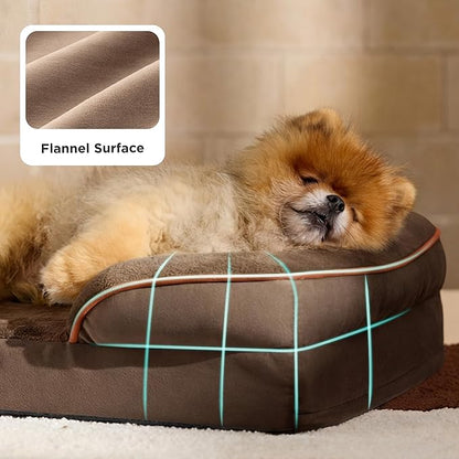 Bedsure Orthopedic Dog Beds for Small Dogs - Washable Small Dog Cat Bed Waterproof, Comfort Pet Couch Sofa with Washable Removable Cover, Pets Bed with Nonskid Bottom, Brown, 24"