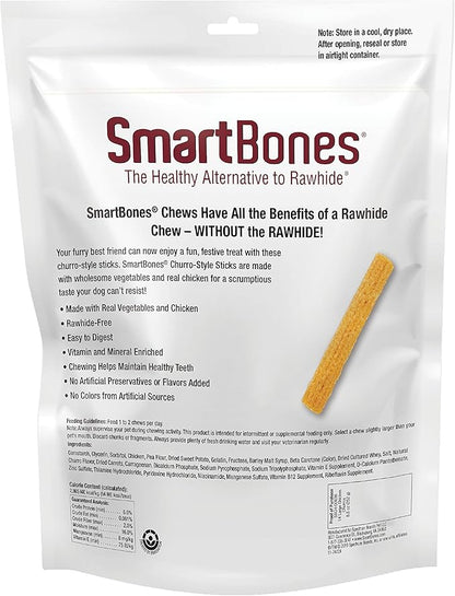 SmartBones Churro-Style Sticks 14 Count, Made with Real Chicken, Rawhide-Free Chews for Dogs