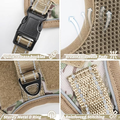 Tactical Dog Harness for Small Dog - Reflective Puppy Pet Vest No Pull Military Service Dog Vest with Vertical Handle XS Dog Harness for Outdoor Training