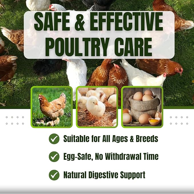 Ivermect Chicken De-Wormer Liquid, Poultry Care for All Ages and Sizes, Natural Formula for Types of Worms, 50mL