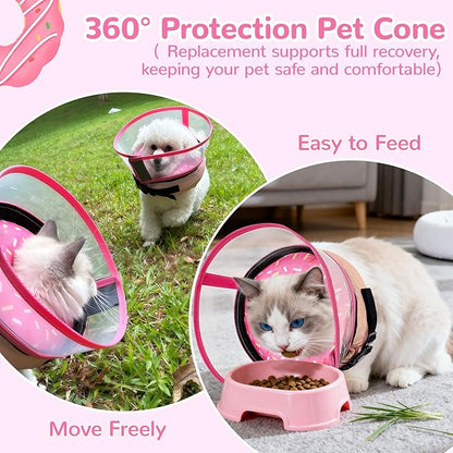 Inflatable Dog Cone Collar with Anti-Licking Clear Shield, Adjustable Elizabethan Collar, Soft Recovery Collar for Dogs, Dog Cones Alternatives for Large Medium Small Dogs & Cats
