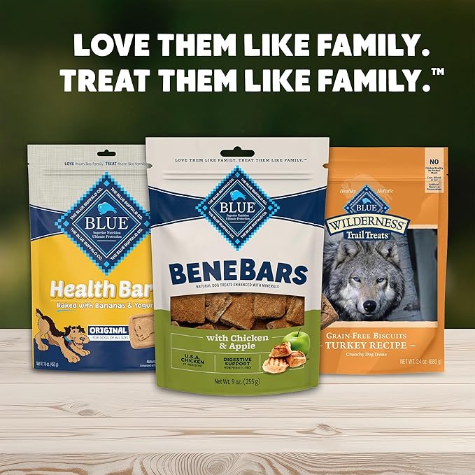 Blue Buffalo BeneBars Digestive Support Dog Treats with Prebiotic Fiber,Made with Natural Ingredients,USA Chicken & Apple,9-oz Bag,(Pack of 2)
