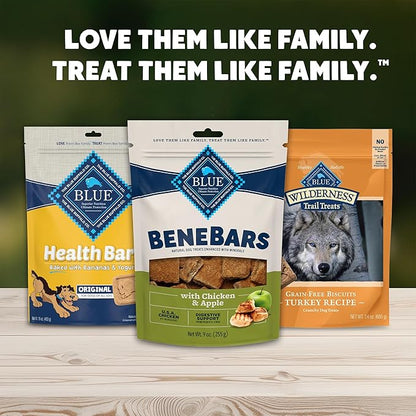 Blue Buffalo BeneBars Digestive Support Dog Treats with Prebiotic Fiber,Made with Natural Ingredients,USA Chicken & Apple,9-oz Bag,(Pack of 2)