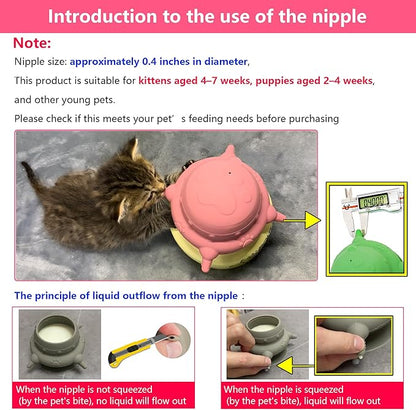 Newborn Puppy and Kitten Feeder, Milk Feeding Bowl – 4-Nipple Design for Easy Nursing of Small Pets