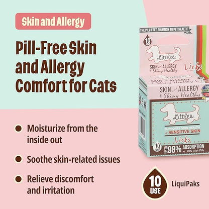 Licks Pill-Free Small Breed Dog Skin & Allergy - Omega 3 Dog Allergy Relief - Vitamins & Supplements for Itch Relief - Turmeric Supplement for Skin - Gel Packets - 10 Use