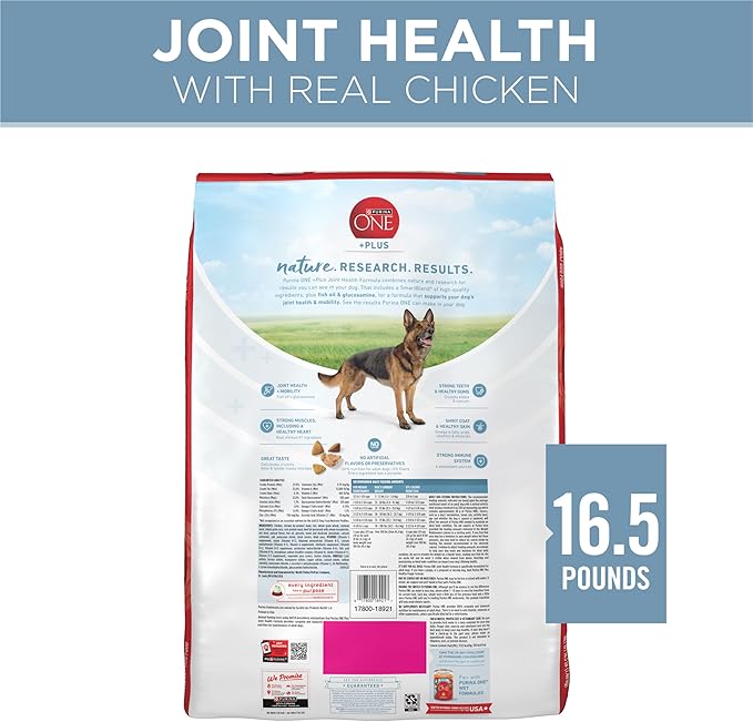 Purina ONE Plus Joint Health Formula Natural With Added Vitamins, Minerals and Nutrients Dry Dog Food - 16.5 lb. Bag