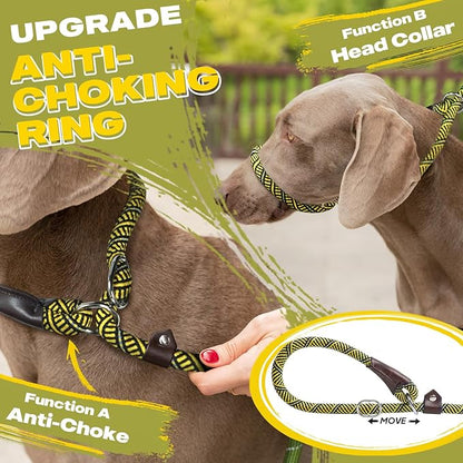 Fida Slip Leads for Dogs, 6 FT x 1/2" Dog Leash Heavy Duty Comfortable Strong Rope Lead for Large, Medium Dogs, No Pull Pet Training Leash with Highly Reflective,Yellow
