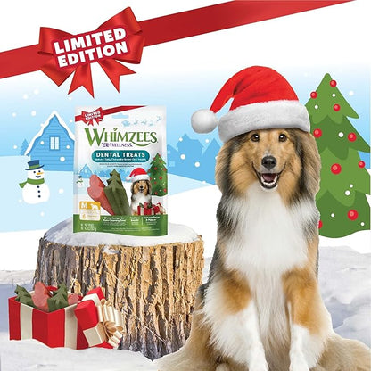 Whimzees by Wellness Holiday Natural Grain Free Dental Chews for Dogs, Medium Breed, 6 Count (Pack of 2)