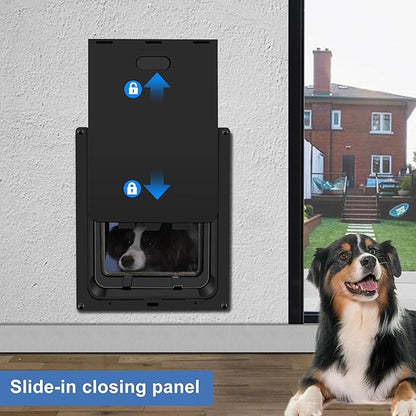 CEESC Large Dog Door for Wall, Weatherproof Pet Door for Cats and Dogs Up to 100 lb, Durable, Telescoping Tunnel, Snap-in Closing Panel Included (Large)