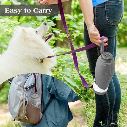 TIOVERY Dog Water Bottle Dispenser for Walking, Pet Water Feeder Container Portable with Drinking Cup Bowl Outdoor Hiking, Travel Large Grey