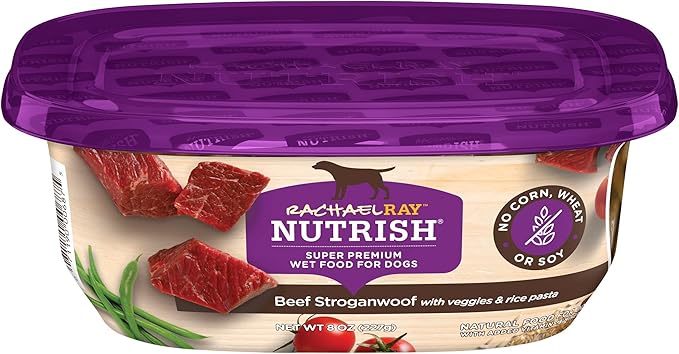 Nutrish Wet Dog Food Tubs, Beef Stroganwoof Recipe, 8 Ounce Tub (Pack of 8) (Rachael Ray)