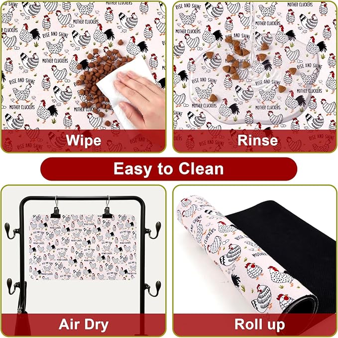 Dog Food Mats for Floors Waterproof Mat for Cat Food and Water Bowls - Absorbent Quick Dry Non Slip Mat for Pet Feeding
