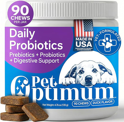 Dog Probiotics for Digestive Health & Gut Health | Probiotics for Dogs w/Prebiotics & Digestive Enzymes | Dog Probiotics for Diarrhea, Bad Breath, Immunity | Constipation & Gas Relief for Dogs | 90ct