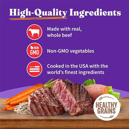 Halo Wet Dog Food Whole Beef Stew Recipe, Healthy Grains Real Meat Canned Dog Food, Meal or Topper, 13.2 Oz Can (Pack of 6)