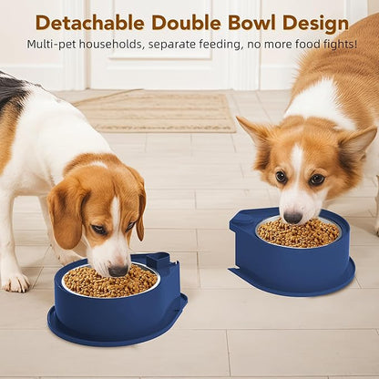 Newget Stainless Steel Dog Bowl Set, 304 Metal Dual Food & Water Bowls for Dogs & Cats, Large Capacity Pet Feeder, Anti-Skid Dog Dish for Small/Medium/Large Pets