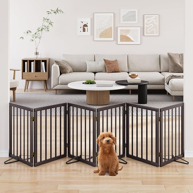 Freestanding Pet Gate 55-110" Extre Wide, Foldable Dog Gate for the Doorways House, Pet Gates for Dogs, Doogie Puppy Fence Gate
