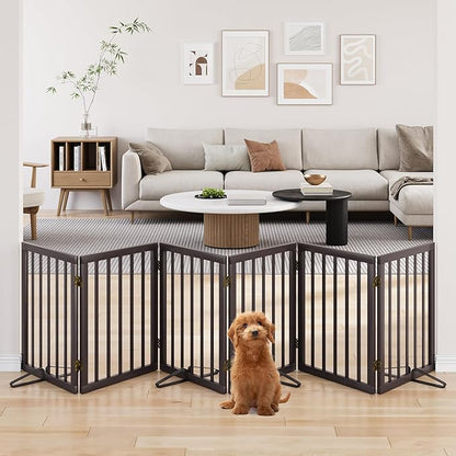 Freestanding Pet Gate 55-110" Extre Wide, Foldable Dog Gate for the Doorways House, Pet Gates for Dogs, Doogie Puppy Fence Gate
